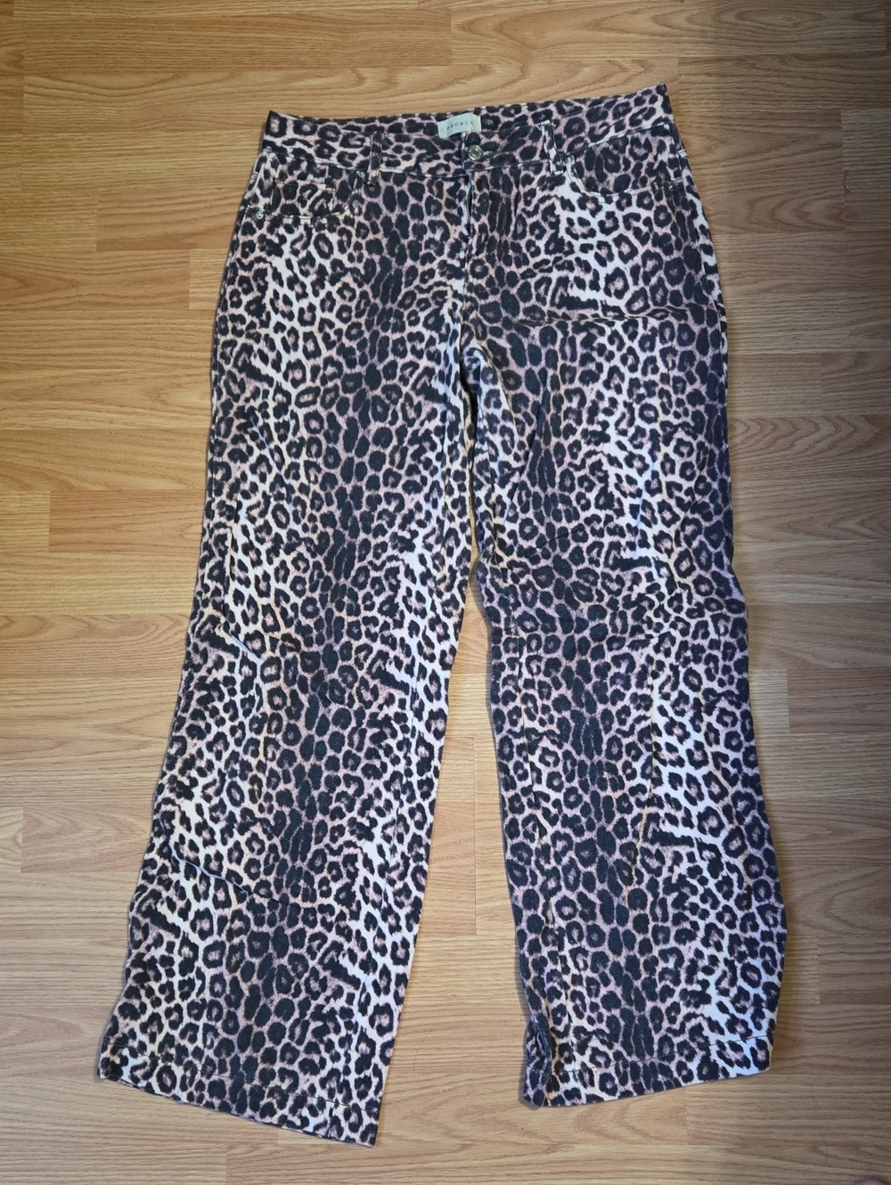 PacSun Leopard-Print Wide-Leg Jeans - Brown/Black/Cream